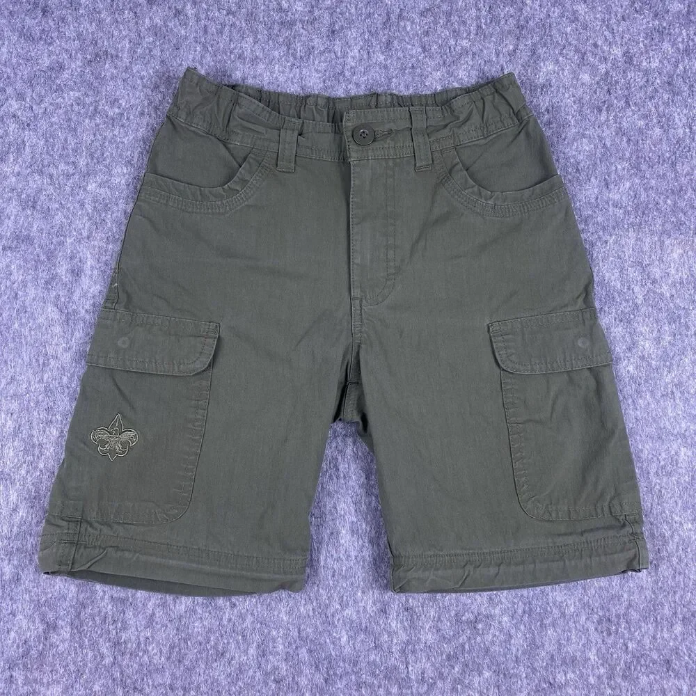 Boy Scout Of America Boys Uniform Shorts Olive Green Adjustable Waist Youth Sz 8